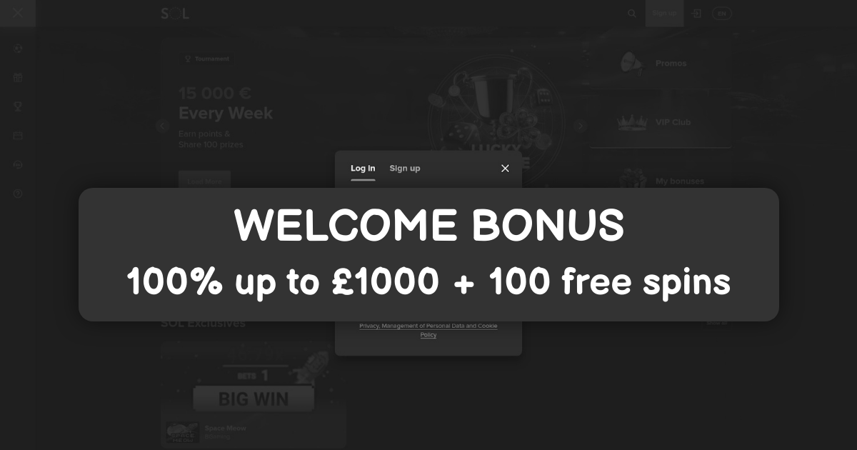 SOL Casino welcome bonus